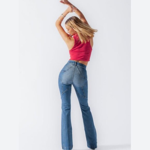 Revice Jean NWTSz 29 Venus Flares Eclipse Wash STAR BUTT High Waist Roller Skate - Picture 1 of 8